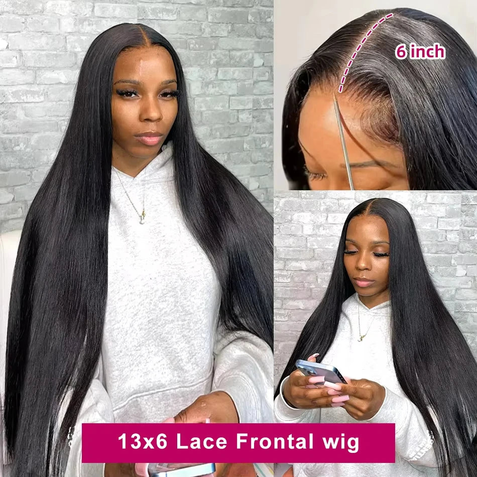 100% Human Hair 13x4 Bone Straight HD Lace Front Wig 30 40 Inch 13x6 Lace Frontal Wigs 5x5 Glueless Clourse Brazilian Wear Black