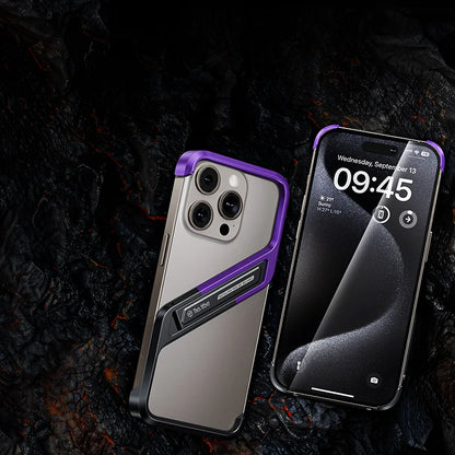 For Iphone 14 15 16 Pro Max Metal Invisible Holder Phone Case S Type Aluminum Rimless Phone Cover Heat Dissipation Stand Shell