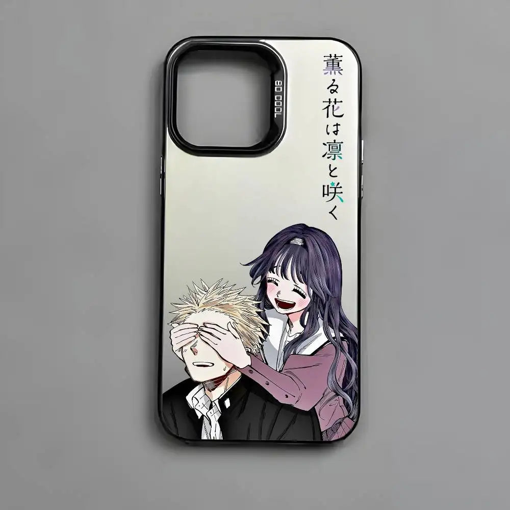 Cartoon Fragrant Flower Blooms Phone Case For IPhone 16 15 14 13 12 11 Pro Max Black Matte Multicolor Laser Aurora Funda