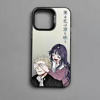 Cartoon Fragrant Flower Blooms Phone Case For IPhone 16 15 14 13 12 11 Pro Max Black Matte Multicolor Laser Aurora Funda