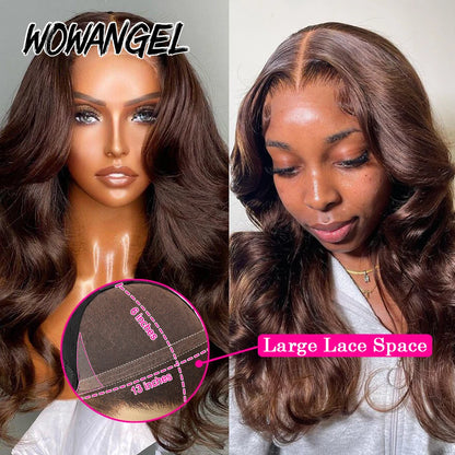 250% Pre Everything 13x6 HD Lace Frontal Wigs Chocolate Brown Body Wave Wigs Melt Skins Human Hair Wigs Pre Plucked For Woman