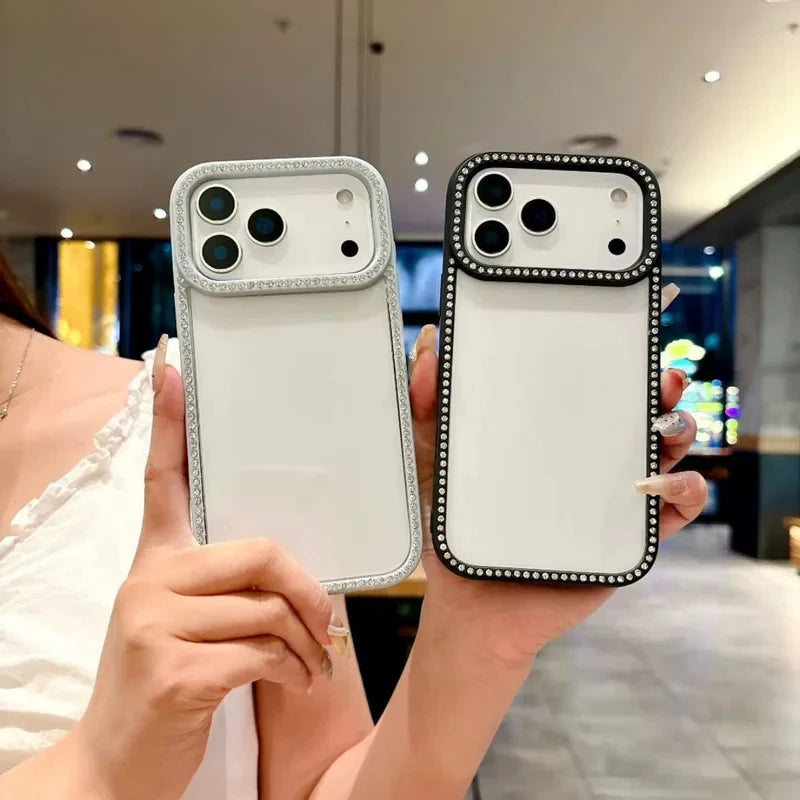 Solid Color Glitter Diamond Phone Cases For iPhone 17 17AiR Air 17Pro 17ProMax Pro Max Case Rhinestone Transparent Cover Carcase