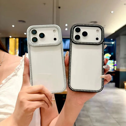 Solid Color Glitter Diamond Phone Cases For iPhone 17 17AiR Air 17Pro 17ProMax Pro Max Case Rhinestone Transparent Cover Carcase