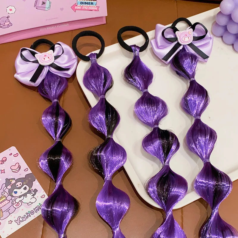 Purple Children's Headband Cute Girl Hair Rope Little Girl Accessories Tie Ponytail Band Headgear Wig Braid
