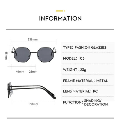 Personalized Multi Women's Sun Goggles New Fashionable Metal Polygonal Sunglasses Driving Travel Anti UV Sunshades Sunglasses