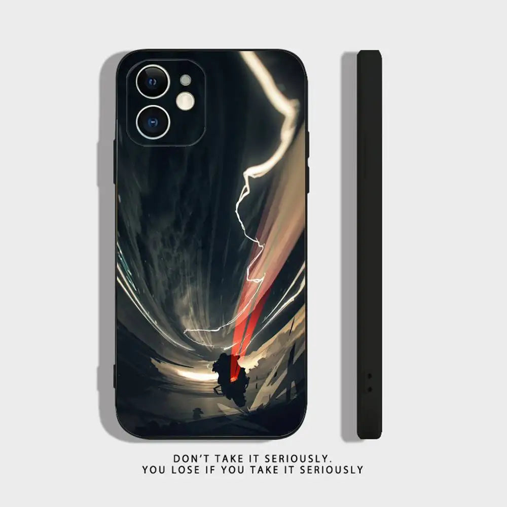 Motorcycle Rider Phone Case For iPhone 17 16,15,14,13,12,11,Pro,XS,Max,XR,Plus,Mini Soft Silicone Black Shockproof