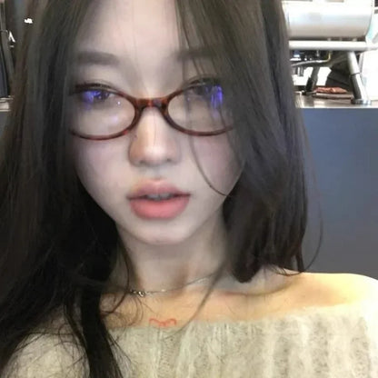 Small Oval Leopard Print Eyeglasses Women Vintage Cat Eye Clear Lens Anti Blue Light Glasses Transparence Frame Glasses Unisex