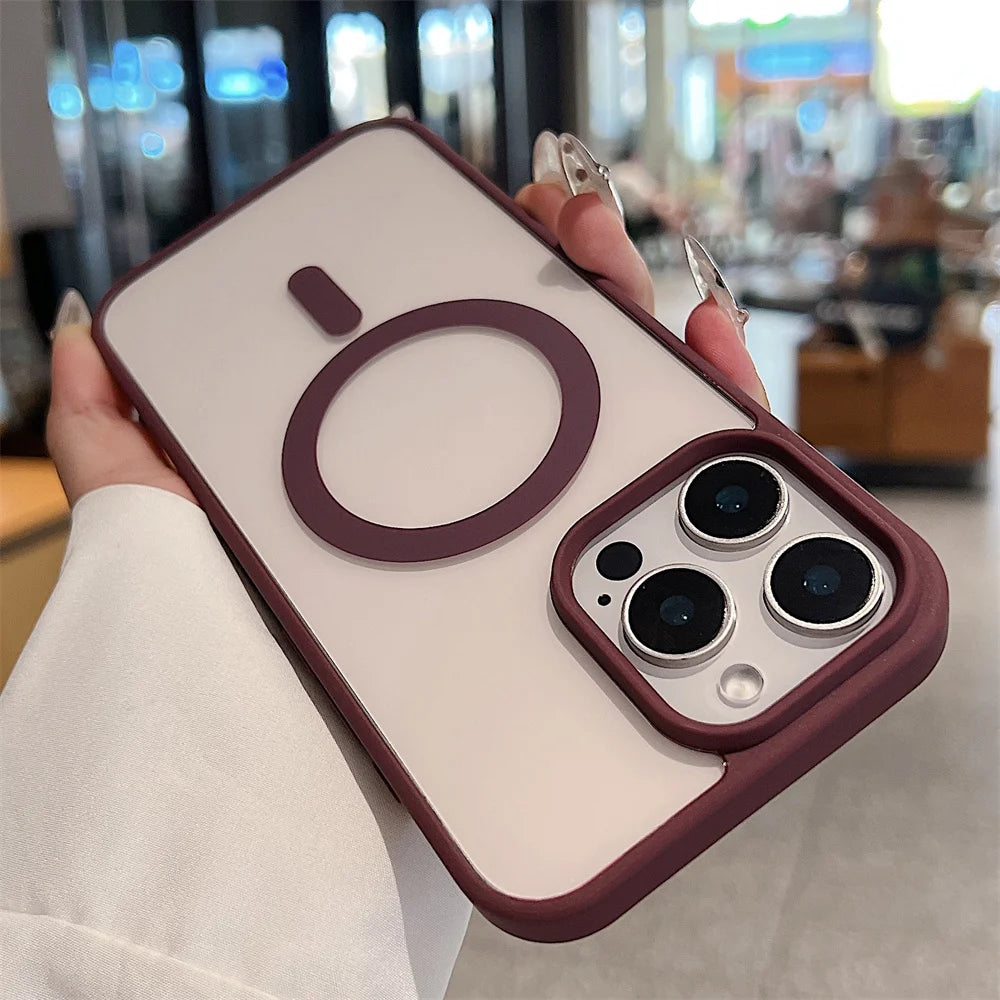 iPhone 16 15 14 Pro Max Plus 13 12 Mini 11 XS XR 7 8 Magnetic Wireless Charge Cases Cover Luxury Magsafe Transparent Case For