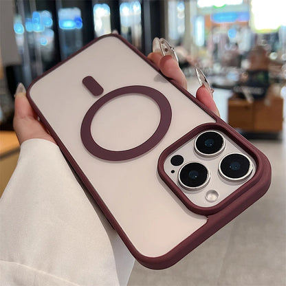 iPhone 16 15 14 Pro Max Plus 13 12 Mini 11 XS XR 7 8 Magnetic Wireless Charge Cases Cover Luxury Magsafe Transparent Case For