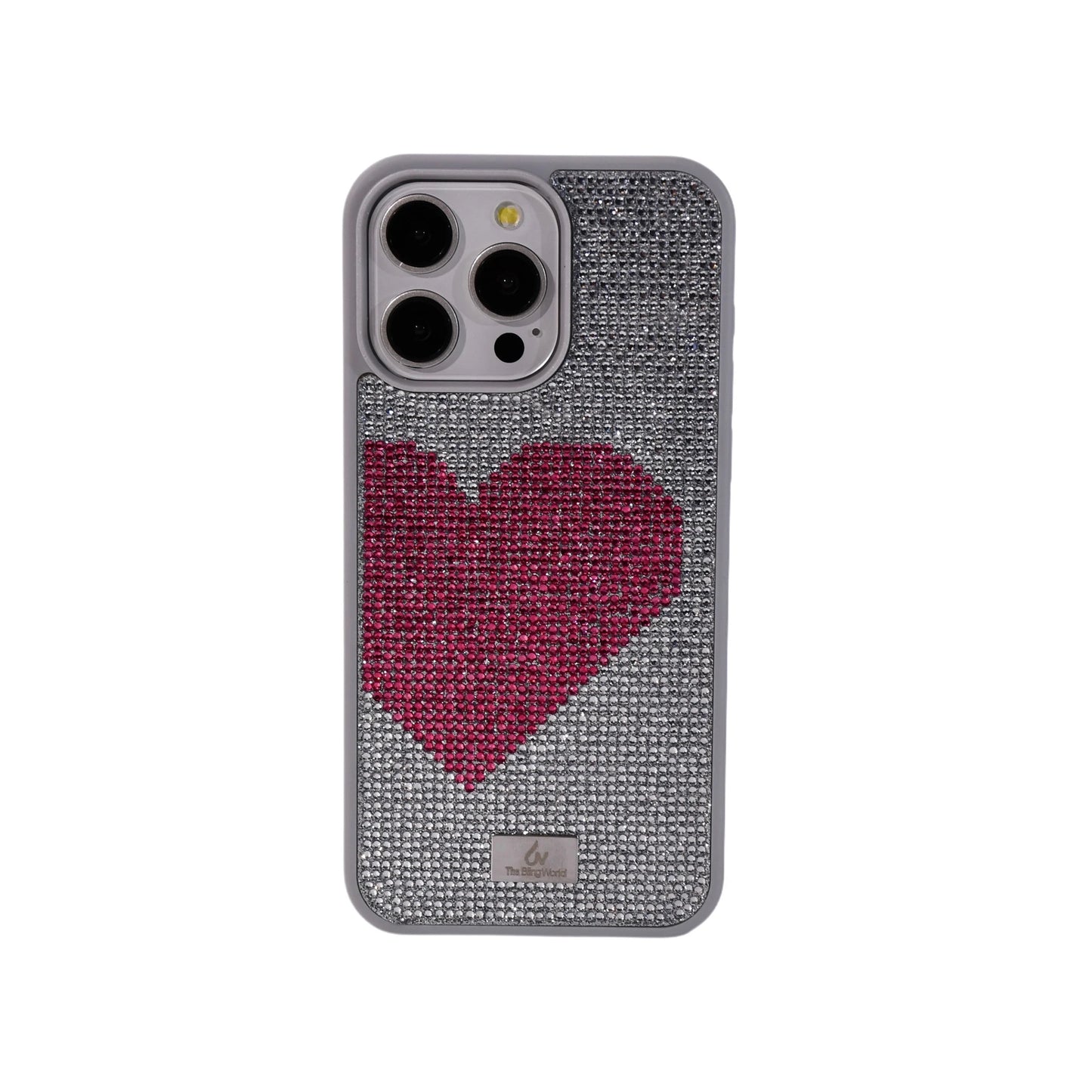 Glitter Diamond Half Heart Case For Iphone 17 16 Pro Max 15Plus 14 13 Air Tpu Bezel Full Cover Ladies Elegant Glitter Phone Case