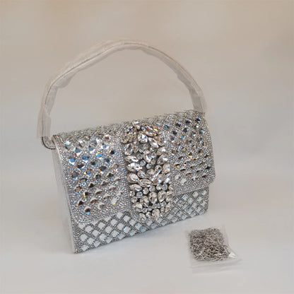 Hot Sale Women Shiny Rhinestone Embellished Clutch Shoulder Bag Evening Party Wedding Handbag Crossbody Bag F5-917-3.