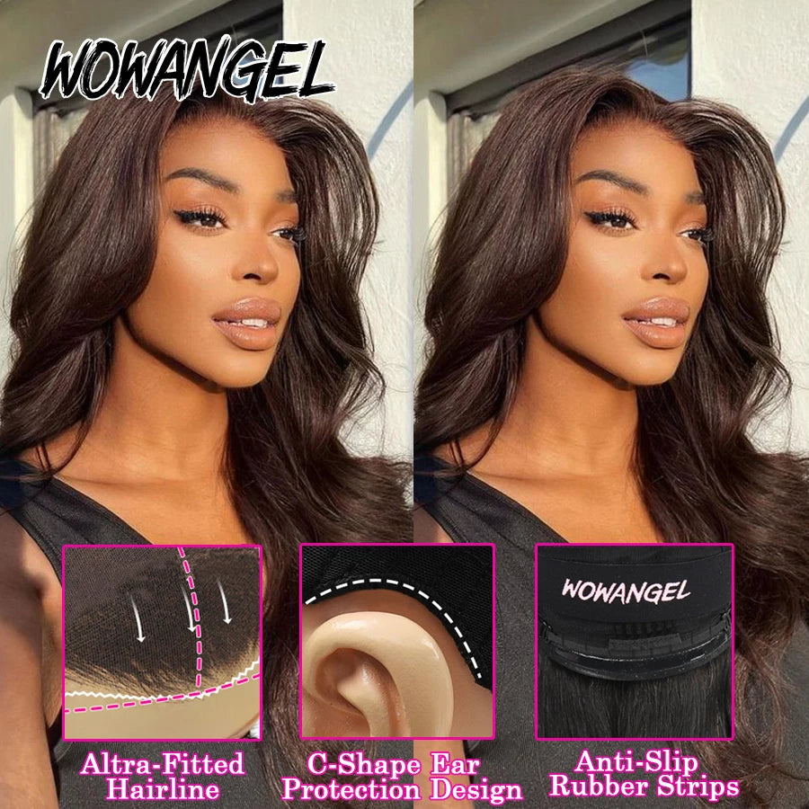 250% Pre Everything 13x6 HD Lace Frontal Wigs Chocolate Brown Body Wave Wigs Melt Skins Human Hair Wigs Pre Plucked For Woman