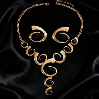 3pcs Elegant Vintage Jewelry Set for Women Sparkling Rhinestones Necklace Shiny Crystal Choker Bridal Wedding Earrings Party