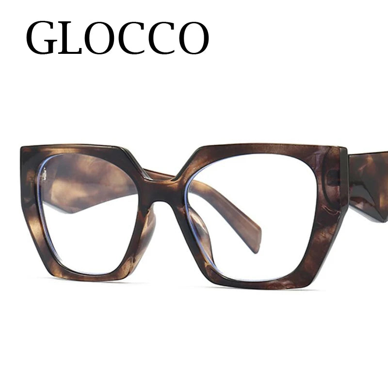 Unique Purple Flower Computer Reading Glasses Women Brand Designer Large Polygon Square Ray Filter Eyeglasses Frames Diopter +3