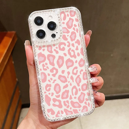 Colorful Leopard Print Diamond Case For iPhone 16 Pro Max Clear Soft Cover Coque For iPhone 11 12 13 14 15 Pro Max 16e 17 Air