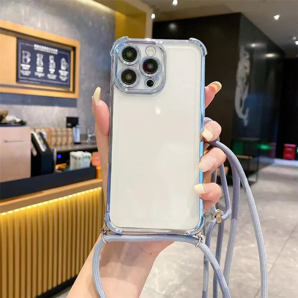 Crossbody Lanyard Shockproof Case For Xiaomi Poco X7 X6 Pro M6 F7 F6 F4 X5 X3 NFC POCO C65 C75 Silicone Soft Clear Phone Cover