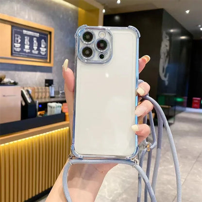 Crossbody Lanyard Shockproof Case For Xiaomi Poco X7 X6 Pro M6 F7 F6 F4 X5 X3 NFC POCO C65 C75 Silicone Soft Clear Phone Cover