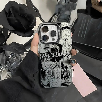 B-Black Clover Asta Fishion Phone Case For IPhone 17 16 15 14 13 12 11 Pro Max Air Multicolor Matte Laser Metallic Aurora Funda