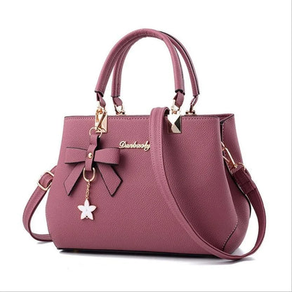 Elegant Women Messenger Bags with flower pendant Office Ladies Totes Pure Handbag for female Crossbody Shoulder Bags.