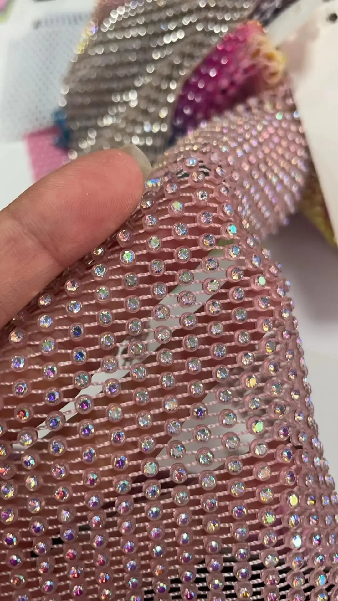 Sparkling Rhinestone Triangle Bikini Set Sexy Pearl Diamond Mesh Swimsuit Hollow Out Halter Bandage Women Swimwear Bathing Suit