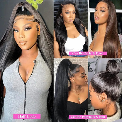 30 40 Inch 13x4 13x6 Straight Lace Frontal Wigs 360 Front Human Hair 4x4 5X5 Closure Wig Pre Plucked For Women 250 Density