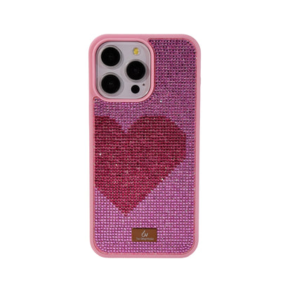 Glitter Diamond Half Heart Case For Iphone 17 16 Pro Max 15Plus 14 13 Air Tpu Bezel Full Cover Ladies Elegant Glitter Phone Case