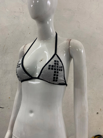 Y2k bikini set 2000s swimsuit punk print push up pad bra hanging neck swimsuit beachwear swimsuit sexy women emo slim fashion