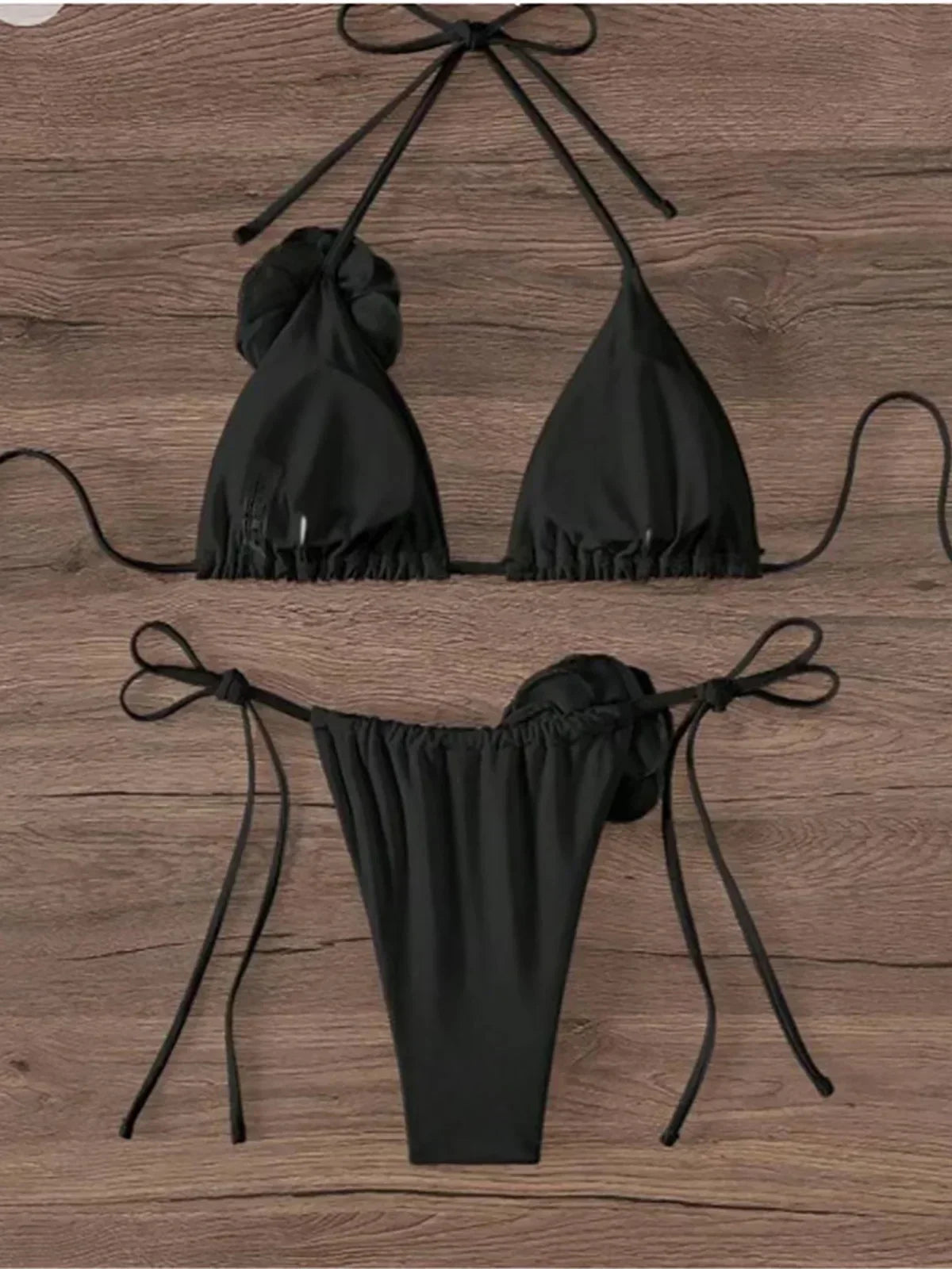 S - XL Sexy 3D Flowers Halter Strappy Bikini Women Swimwear Female Swimsuit Two-pieces Bikini set Bather Bathing Suit Swim