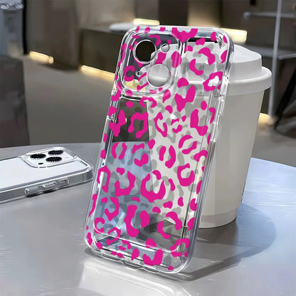 Rose red leopard print Case For iPhone 16 16E 15 14 13 12 11 Pro Max Plus XS XR Funda Silicone Case