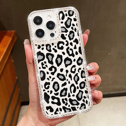 Colorful Leopard Print Diamond Case For iPhone 16 Pro Max Clear Soft Cover Coque For iPhone 11 12 13 14 15 Pro Max 16e 17 Air