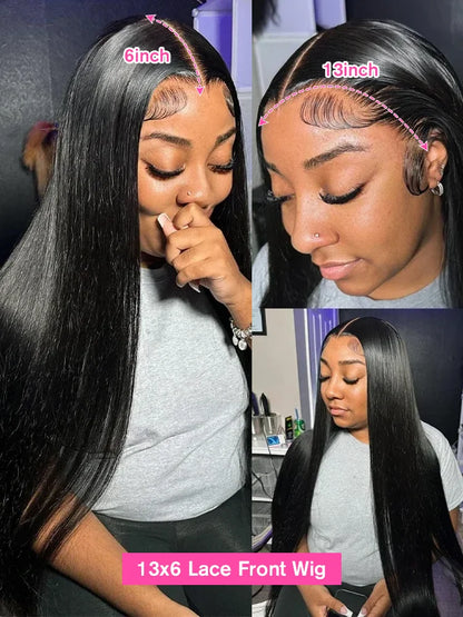 13x6 HD Lace Front Human Hair Wigs Straight 13x4 HD Transparent Lace Frontal Wig 100% Raw Human Hair 30 36 Inch HD Lace Wigs