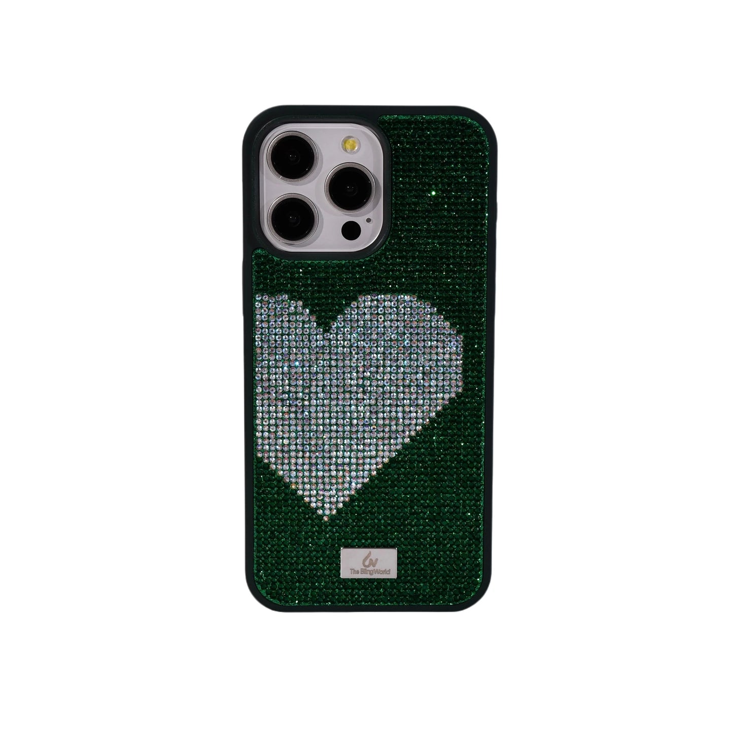 Glitter Diamond Half Heart Case For Iphone 17 16 Pro Max 15Plus 14 13 Air Tpu Bezel Full Cover Ladies Elegant Glitter Phone Case