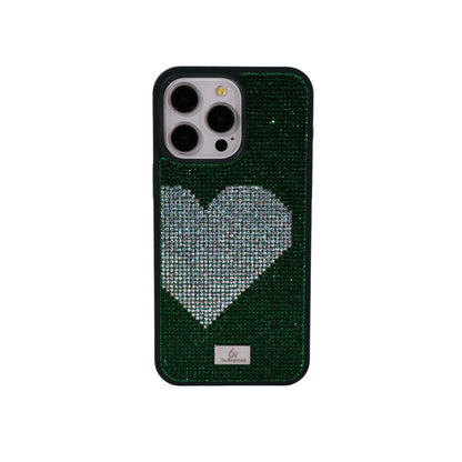 Glitter Diamond Half Heart Case For Iphone 17 16 Pro Max 15Plus 14 13 Air Tpu Bezel Full Cover Ladies Elegant Glitter Phone Case