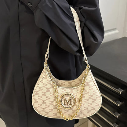 Brand New Underarm Bag M Letter Fashion Chain Shoulder Bag Exquisite Pattern High-end Handbag Dating Commuting Small Square Bag.