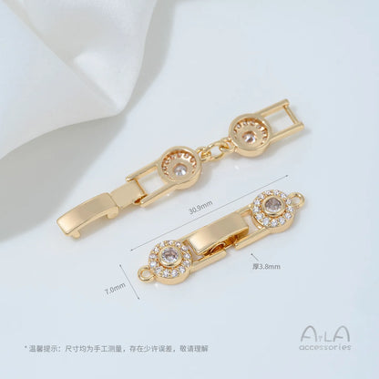 14K Gold-plated Zirconium Multi-row Multi-purpose End Clasp Diy Handcrafted Beaded Bracelet Necklace Clasp Accessory Material