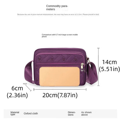 Large Capacity Embroidered Crossbody Bag Love Heart Pattern Elegant Middle Aged Shoulder Bag Lattice Casual Woman Messenger Bag.