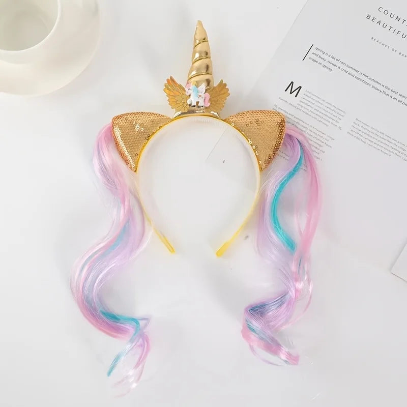 1 piece of new unicorn headband, wig and hair accessory, cute cartoon headband