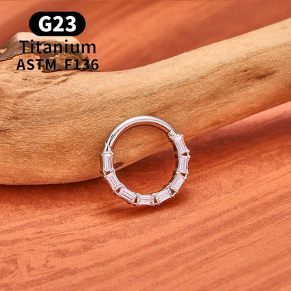 G23 Titanium Bamboo Shape Nose Ring Septum Ring Hoop 16G Zircon Ear Cartilage Tragus Helix Daith Piercing Earrings Body Jewelry