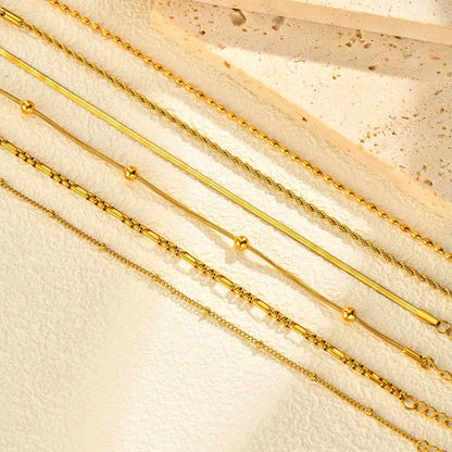 18K Real Gold Plated Bracelet Stackable for Women, Dainty Satellite Link Chain Bracelets Adjustable Minimalist Jewelry