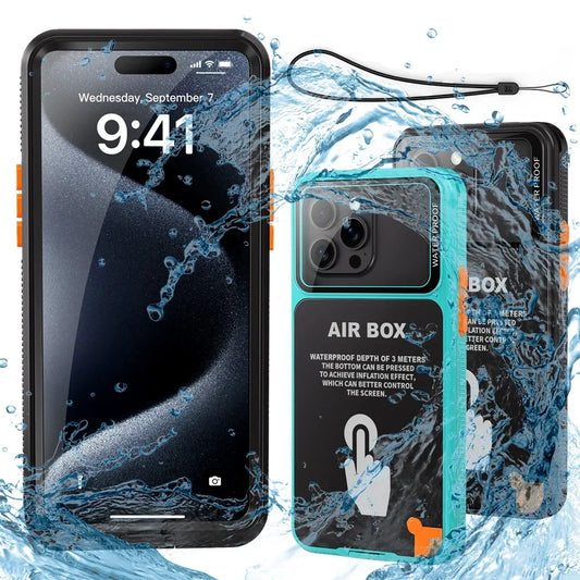 AIR BOX Waterproof Case for iPhone 11 12 13 14 15 Pro Max Plus  Sealed Snorkeling Cover for Outdoor Sport Swimming Diving Casing