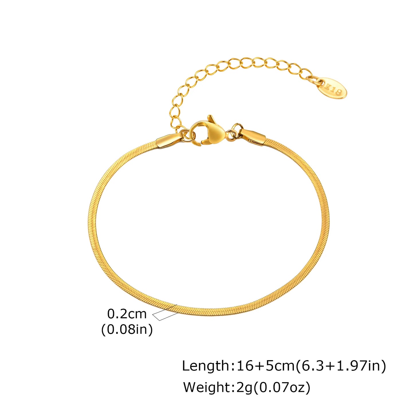 18K Real Gold Plated Bracelet Stackable for Women, Dainty Satellite Link Chain Bracelets Adjustable Minimalist Jewelry