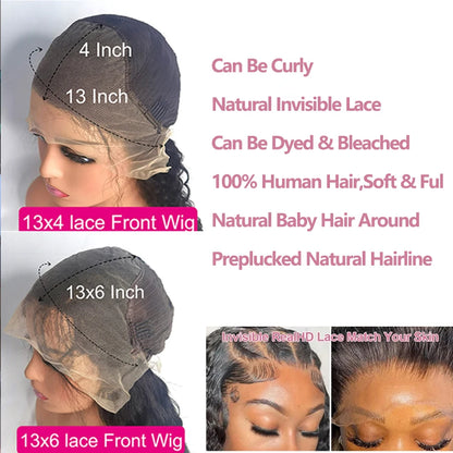 13x4 Bone Straight Human Hair Wigs 13x6 Hd Lace Frontal 40 Inch Straight Transparent Lace 220 Density Human Hair Wig For Women