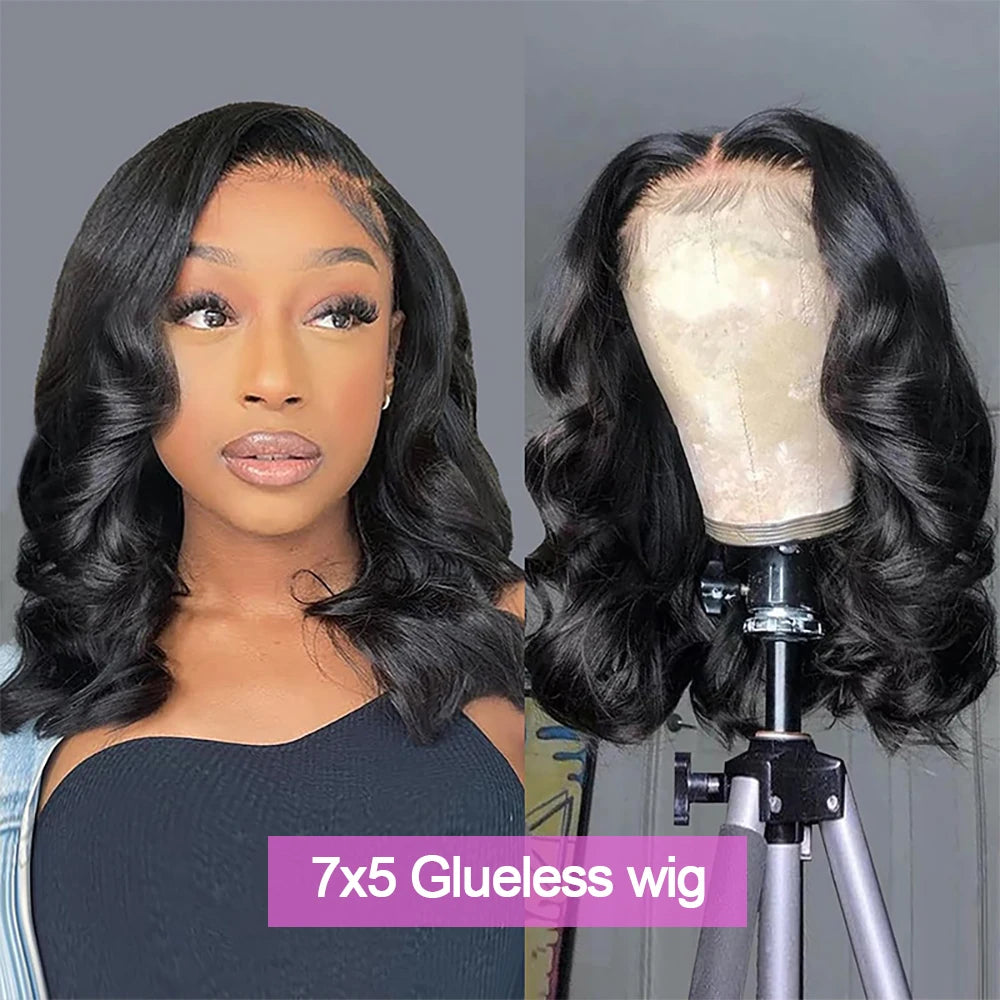 Glueless Body Wave Bob Wigs 13x6 Transparent Lace Frontal Wig 100% Human Hair Wig Natural Wave Short Bob Wigs of Black Women