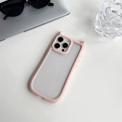 Cute 3D Cat Ear Kawaii Transparent Case For iPhone 15 14 13 12 Pro 11 Max Candy Color Shockproof Acrylic Clear Hard Cover