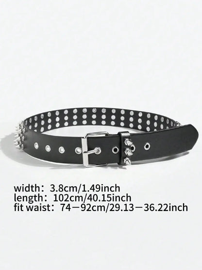 1pc Women's Cool Punk Style Rivets Decorated Heavy Metal Dark Belt