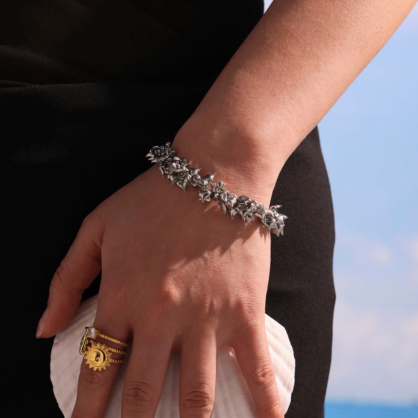 Ferris Wheel Chic Multi Hearts Love Stainless Steel Bracelet for Women two-tone Waterproof Charm Luxury Jewelry Gift