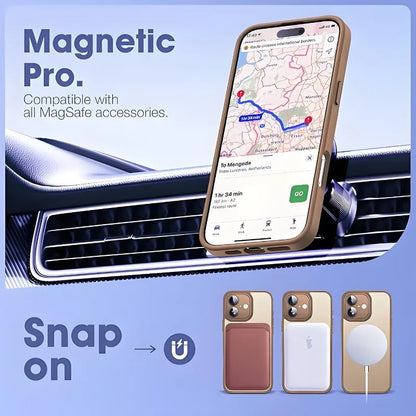 Magsafe Magnetic Luxury Armor Shockproof Case For iPhone 17 Air 16 15 14 13 12 11 Pro Max Matte Transparent Hybrid Hard Cover