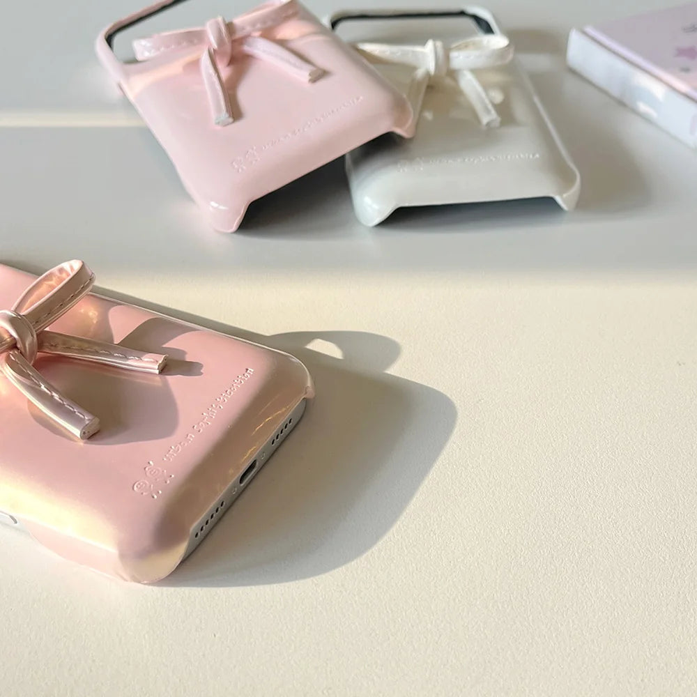 Ins Fashion Cute 3D Bow Phone Case For iphone 17 Pro Max Luxury Down Pink Jacket The Puffer Case For iphone Air Shockproof Cases