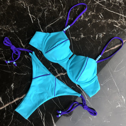 Para Praia New Summer Pendant Micro Push Up Bikini 2025 Halter Bathing Suit Mini Brazilian Swimsuit Women Sexy Thong Swimwear