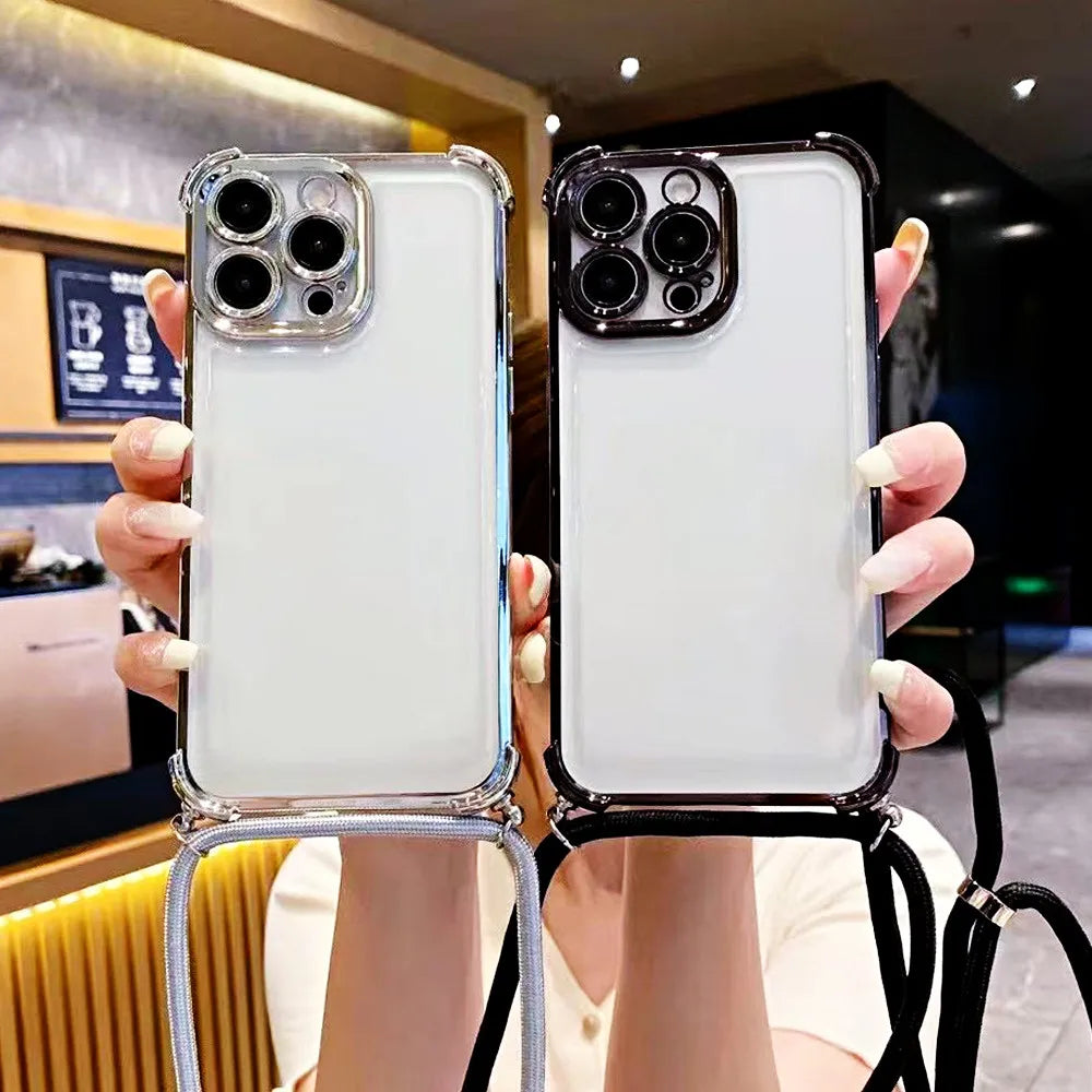 Crossbody Lanyard Shockproof Case For Xiaomi Poco X7 X6 Pro M6 F7 F6 F4 X5 X3 NFC POCO C65 C75 Silicone Soft Clear Phone Cover